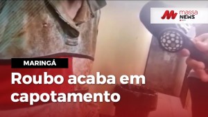 Bandidos capotam caminhonete com vítima durante fuga da PM em Maringá