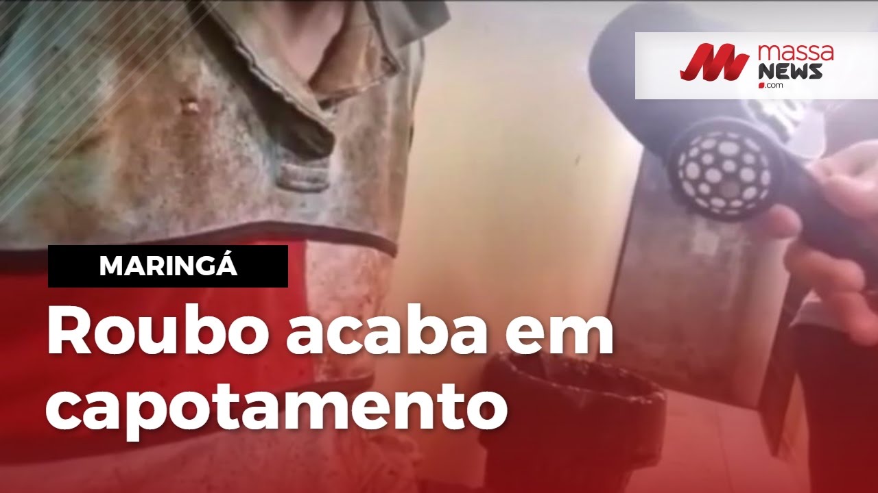 Bandidos capotam caminhonete com vítima durante fuga da PM em Maringá