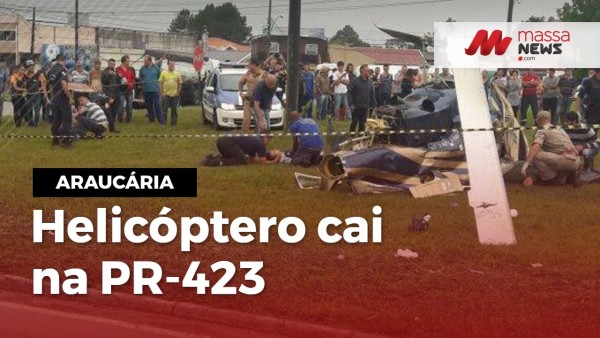 Assista:Helicóptero cai na PR-423 em Araucária
