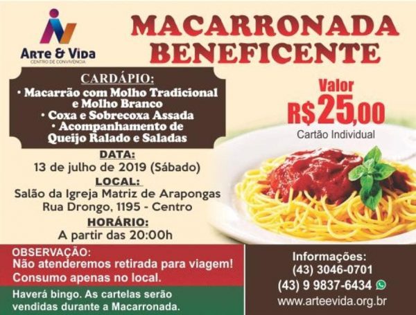 materia macarronada ong arte e vida