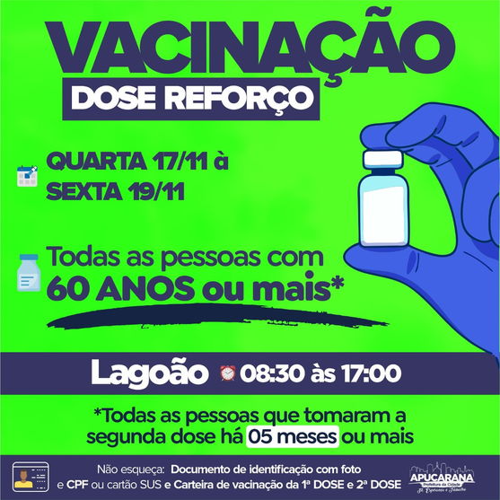 Apucarana aplica dose de reforço nos próximos três dias