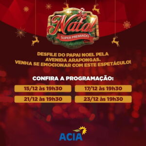 Papai Noel fará desfile na Avenida Arapongas