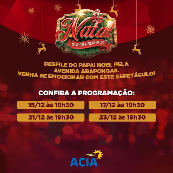 Papai Noel fará desfile na Avenida Arapongas