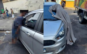 Homem morre em pé, encostado em carro e cena assusta