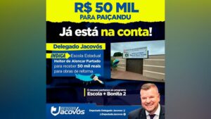 Paiçandu: Delegado Jacovós entrega recursos para Colégio Estadual Heitor de Alencar Furtado