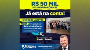 Borrazópolis: Delegado Jacovós entrega recursos para Colégio Estadual José de Anchieta