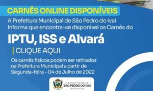 Contribuintes de São Pedro do Ivaí podem pagar o IPTU 2022 através da internet; saiba mais