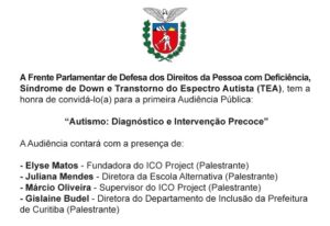 Deputado Bazana Convida – Primeira audiência pública “Autismo: Diagnóstico e Intervenção Precoce”