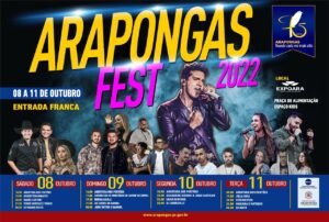 De 8 a 11 de Outubro: Arapongas Fest 2022 terá shows gratuitos em comemoração ao aniversário da cidade
