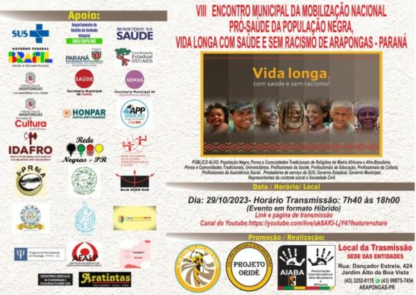 Acontece neste domingo (29) VIII Encontro Municipal Pró-saúde da população negra em Arapongas