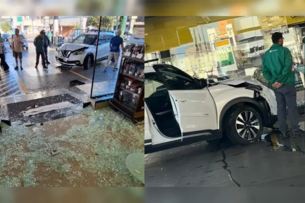 Motorista invade conveniência de posto no centro de Apucarana