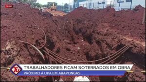 Trabalhadores ficam soterrados em valeta de obra de drenagem em Arapongas