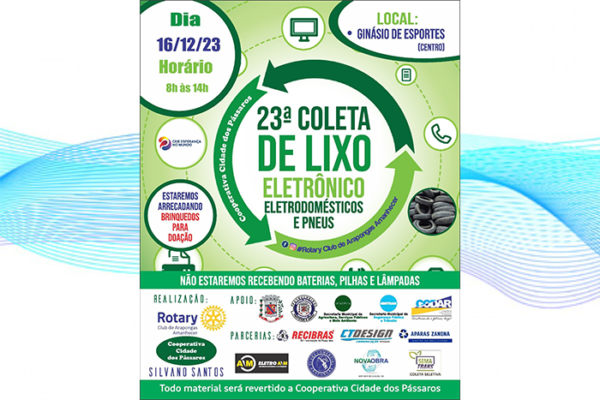 Neste sábado, 16, tem a 23ª Coleta de Lixo Eletrônico de Arapongas