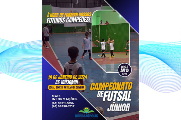 Novos talentos: Borrazópolis realiza Campeonato de Futsal Junior nesta sexta (19)