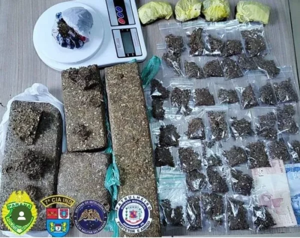 GM e PM de Arapongas prendem dois homens e apreendem 2,4 kg de maconha