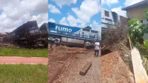 Após ser atingido por caminhão, trem descarrila e invade casa em Rolândia