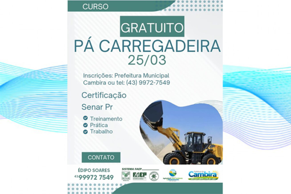 Cambira – Curso gratuito de operação e manutenção de pá carregadeira