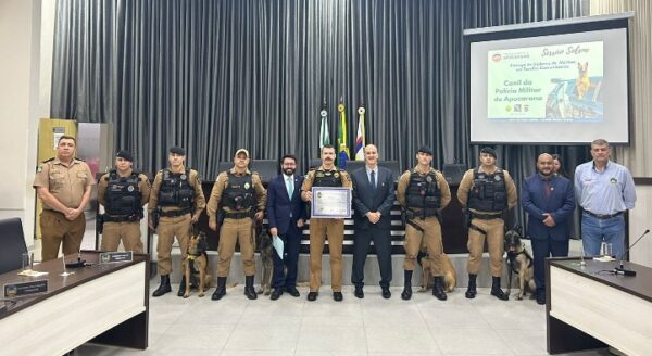 Câmara de Apucarana homenageia Canil da Polícia Militar