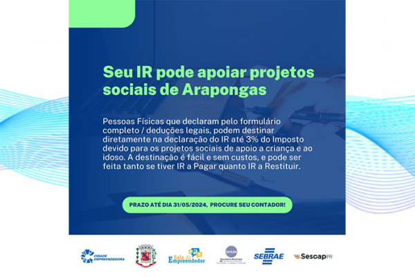 Contribuinte pode destinar parte do Imposto de Renda para obras assistenciais; saiba mais