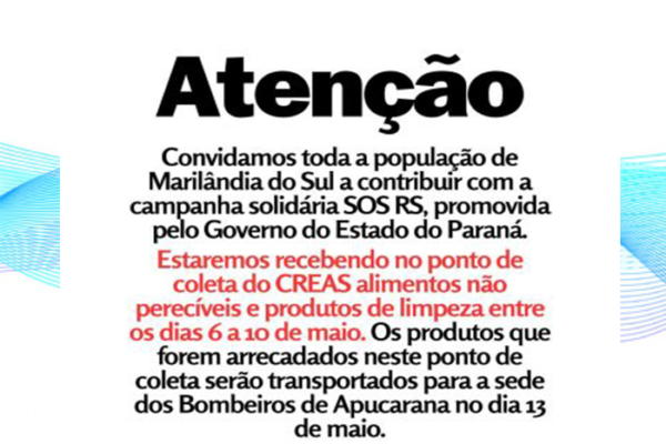 Marilândia do Sul arrecada doações para ajudar vítimas das chuvas no Rio Grande do Sul