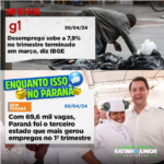 Ratinho Junior – No Paraná, quase 70 mil vagas de empregos foram abertas no primeiro trimestre…