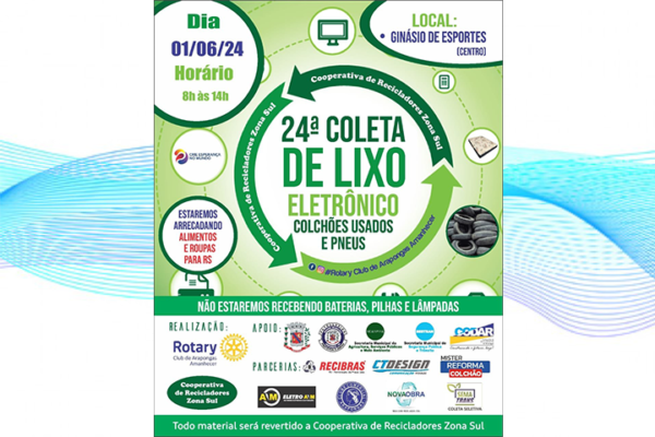 Arapongas realiza 24ª Coleta de Lixo Eletrônico, pneus e colchões no dia 1º de junho