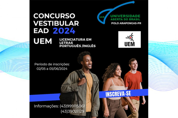 Polo UAB de Arapongas informa sobre inscrições para o concurso vestibular EAD 2024 da UEM
