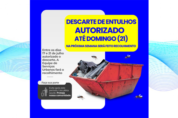 Descarte de entulhos autorizado em Borrazópolis!