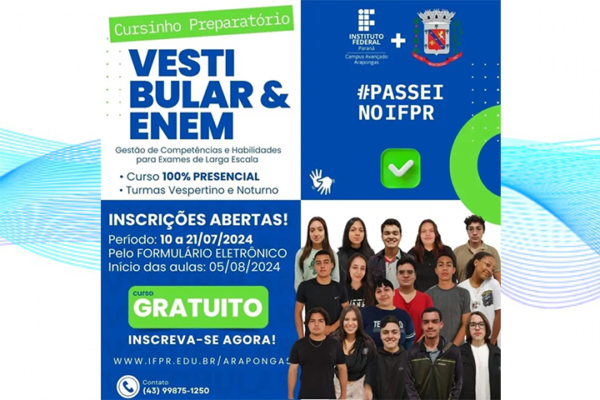 Saiba como se inscrever no cursinho preparatório gratuito de Arapongas