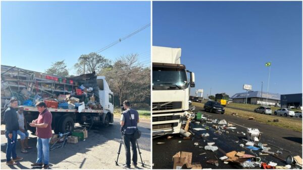 Acidente entre caminhões na BR-369 deixa grande estrago, entre Rolândia e Cambé