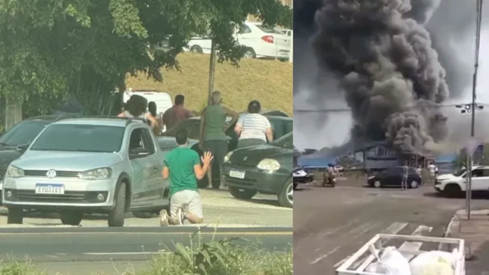 Imagens mostram população sendo evacuada após incêndio em frigorífico