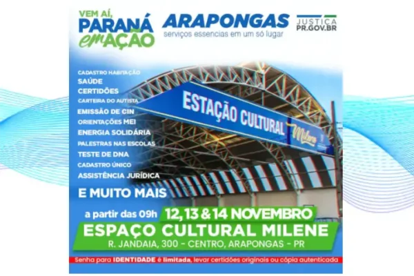 Arapongas recebe feira de serviços Paraná em Ação na Estação Cultural Milene