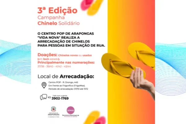 Centro Pop de Arapongas realiza 3ª edição da Campanha Chinelo Solidário