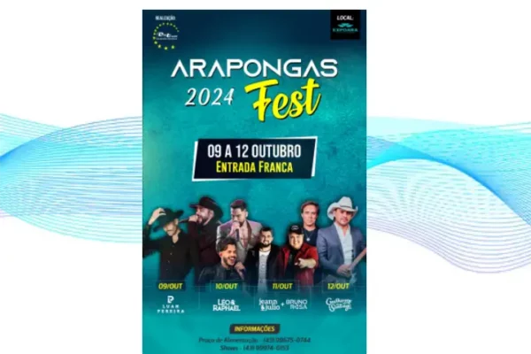 Começa nesta quarta-feira (09) Arapongas Fest 2024 no Centro de Eventos Expoara