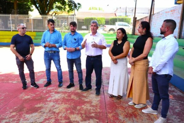Prefeito de Arapongas Rafael Cita e deputado Bazana anunciam R$ 495 mil para cobertura de quadra da Escola Nereide