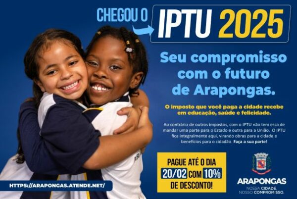 Arapongas – IPTU 2025: Correios alcançam 100% da distribuição de boletos nesta sexta (31); Prefeitura reforça para descontos e prazos