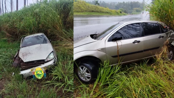 Condutor fica ferido após perder controle de veículo na PR-444 em Arapongas