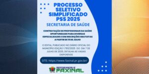 Faxinal publica edital de PSS para área da saúde com 26 vagas