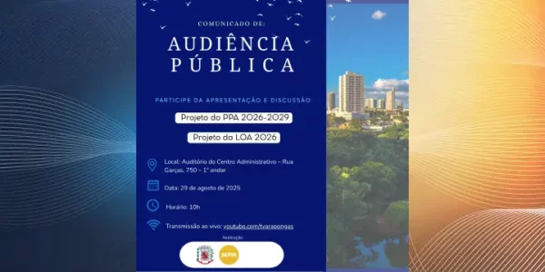 Prefeitura de Arapongas promove audiência pública sobre Plano Plurianual e orçamento de 2026