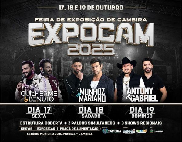 Expocam 2025 promete agitar Cambira com grandes shows e programação diversificada